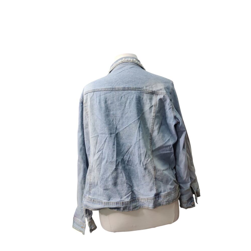 DG2 Diane Gilman faded denim jean jacket with embellishments size 2X - Picture 2 of 5